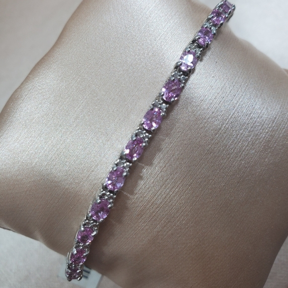 NWT RARE PINK SAPPHIRE &DIAMOND tennis bracelet